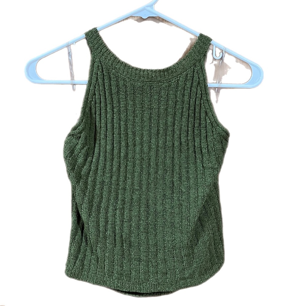 🇺🇸 Green Ribbed Knit Crop Top